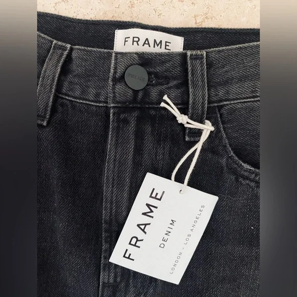 FRAME BLACK DENIM SKIRT WITH TONAL STUD DETAIL